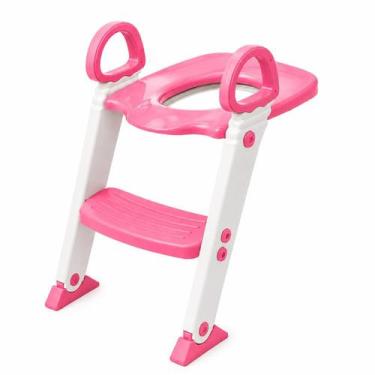 Imagem de Assento Redutor Infantil Com Escada Ajustável Rosa Dobrável - TOYS & T