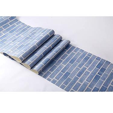 Imagem de WSWJDW 3D PVC impermeável papel de parede texturizado tijolo pedra papel de parede com relevo sala de estar quarto fundo papel de parede decorativo, 5,53 cm x 10 m