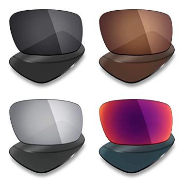 Imagem de 4 pares de lentes polarizadas de substituição Mryok para óculos de sol Oakley Crankcase – Preto Stealth Preto/Bronze Marrom/Prata Titânio/Midnight Sun