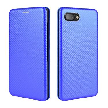 Imagem de Capa de celular para BlackBerry KEY2 Capa de luxo de fibra de carbono PU e TPU capa híbrida de proteção total à prova de choque capa flip para BlackBerry KEY2 sacos mangas (cor: azul)