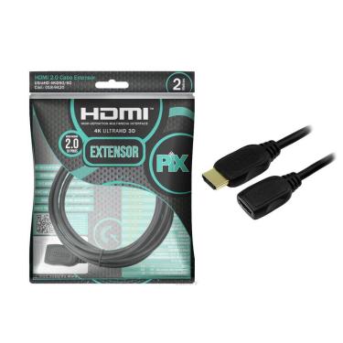 Imagem de Cabo Extensor HDMI Macho X Fêmea Versão 2.0 3D 4K HDR 2 Metros Pix 018-9420