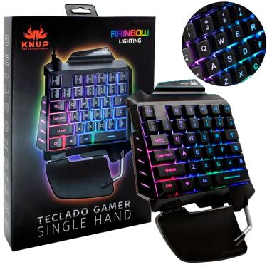 Imagem de Teclado Rainbow Gamer Para Computador Com Fio e Apoio 