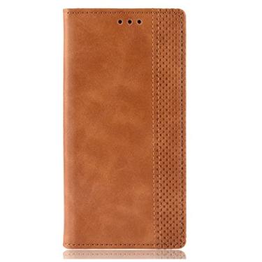 Imagem de GSYH Capa carteira para iPhone 13 Pro Max/13 Pro/13, capa flip de couro com função de suporte e compartimento para cartão à prova de choque, marrom, 13 15,5 cm