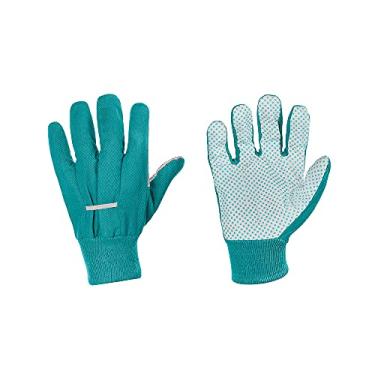 Imagem de Atlas - Luvas de Proteção 100% Algodão, Palma com Pontos de Plástico PVC Antiderrapante e Punho Elástico, Cor Azul Turquesa