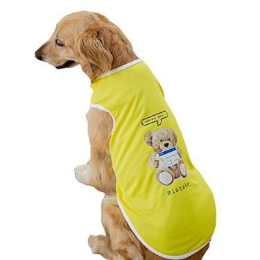 Imagem de Colete de cachorro grande amarelo urso estamnco de camiseta de camisa de algodão roupas de pijama respirável colete calmante anti-shedding for home Outdoor