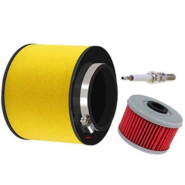 Imagem de KAREN TRX350 Filtro de ar para Honda Rancher TRX350FE TRX350FM TRX350TE TRX350TM 2000 2001 2002 2003 2004 2005 2006 Substitui 17254-HN5-670 com filtro de óleo vela de ignição