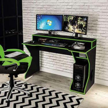 Imagem de Mesa Gamer Fremont Preta E Verde - Politorno