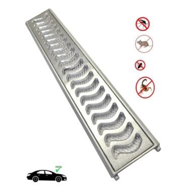 Imagem de Ralo Grelha Linear 10x300cm Elite Reforçada Com Tela Anti Insetos Em Alumínio e Aro De Fixação (06 peças de 10x50cm)