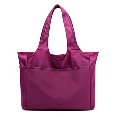 Imagem de Bolsas de mão e ombro femininas bolsa leve para uso diário bolsas impermeável femininas Roxo