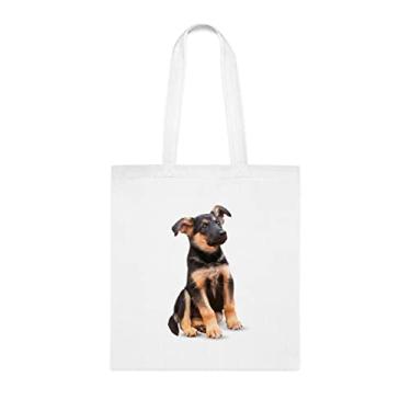 Imagem de Bolsa engraçada para cães pastor alemão, presente para cão pastor alemão, aniversário de cachorro pastor alemão bolsa de ombro para cachorro pastor alemão, bolsa reutilizável para cães pastor alemão, Branco