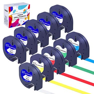 Imagem de Hehua Fita de etiqueta de substituição compatível para recargas LetraTag de plástico 91331 91332 91333 91334 91335 fitas rotuladoras para LT-100H LT-100T Plus LT-110T QX50 2000 XR (12 mm x 4 m, pacote com 10)