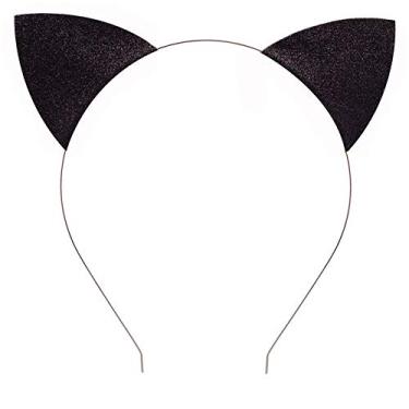 Imagem de Tiara com orelhas de gato com glitter, vestido sexy, sexy, para cosplay, para festa de carnaval, Natal, (preto), Preto, M