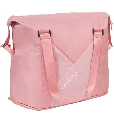 Imagem de OMBRY Bolsa de viagem de fim de semana, bolsa de ginástica para mulheres, esportiva, bolsa de viagem, bolsa de ombro, G - rosa, Large, Sacola de viagem de grande capacidade