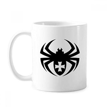 Imagem de Caneca de cerâmica com ilustração de aranha preta com estampa de insetos, cerâmica e xícara de porcelana