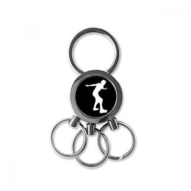 Imagem de Chaveiro de metal de aço inoxidável com contorno esportivo preto de patins chaveiro de carro clipe para presente, Multicolorido.