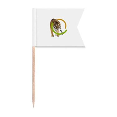 Imagem de Anel de tigre felino feroz bandeiras de palito de dente marcação de rotulagem para bolo de festa prato de queijo