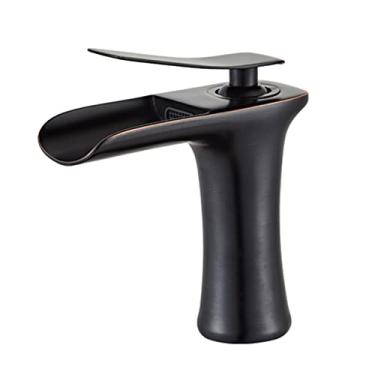 Imagem de LIDON Torneiras de banheiro para pia 1 furo torneira de vaidade manípulo único um furo torneira do banheiro torneira da pia do banheiro furo único alto retro torneira da pia do banheiro para banheiro, antigo D (cor: preto A)