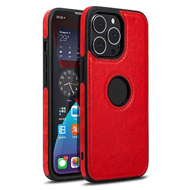 Imagem de Estojo de couro PU empresarial de luxo para iPhone 14 13 12 11 Pro Max Mini XR XS X 7 8 Plus SE Capa protetora de couro macio, vermelho, para iPhone12 Mini