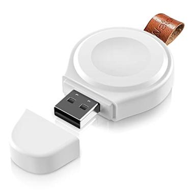 Imagem de SZAMBIT Carregador de relógio USB para Smartwatch Magnético USB Carregador sem fio Carregador portátil sem fio para viagem (iWatch-Branco)