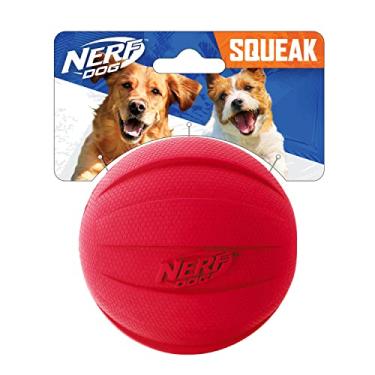 Imagem de Nerf Dog Brinquedo de bola de borracha para cães com sonoro interativo, leve, durável e resistente à água, 10 cm de diâmetro para raças médias/grandes, unidade única, vermelho