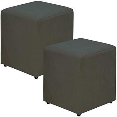 Imagem de Kit 02 Puffs Quadrado L02 Decorativo Sala de Estar Suede Cinza - Lyam Decor