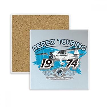 Imagem de 1974 Plane Aereo Touring Padrão Quadrado Porta-copos Caneca Suporte Subplaca Pedra de Isolamento