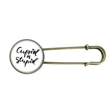 Imagem de Cupid is Stupid broche de metal retrô estilo citação