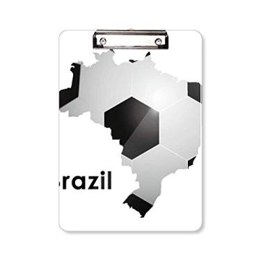 Imagem de Prancheta de slogan do Brasil em forma de mapa do futebol A4