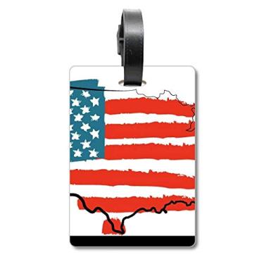 Imagem de Estrelas e listras Bandeira dos Estados Unidos Mapa Country Mala Etiqueta de Bagagem Etiqueta para Bagagem Etiqueta Scutcheon