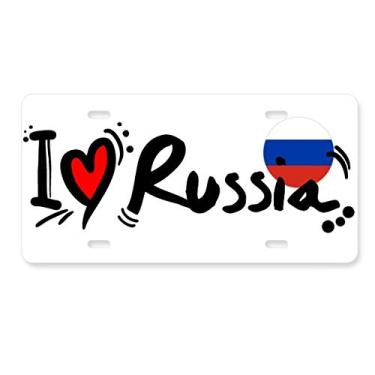 Imagem de DIYthinker I Love Russia Placa de licença de coração Decoração de carro Acessório de aço inoxidável