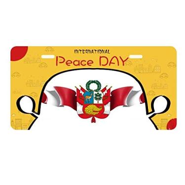 Imagem de DIYthinker Bandeira do Peru Emblema Nacional Placa de Licença Etiqueta Decoração de Carro Dia da Paz