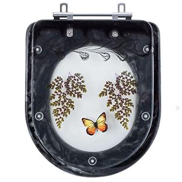 Imagem de Tampa para Vaso Deca Carrara Preto com Borboleta Amarela