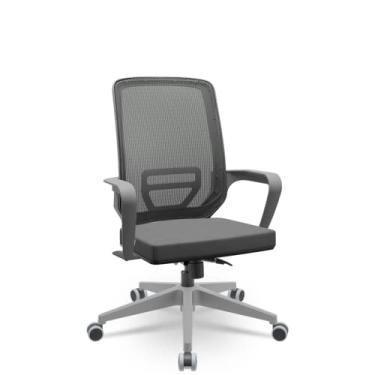 Imagem de Cadeira Escritório Presidente Adrix Plaxmetal RelaxSystem Estrutura Grafite Encosto Tela e Assento Poliester Cinza