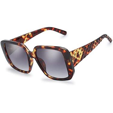 Imagem de The Fresh Óculos de sol femininos grandes quadrados Jackie O Cat Eye Hybrid Butterfly Fashion - Embalagem requintada, 733002 Estampa de leopardo, X-Large