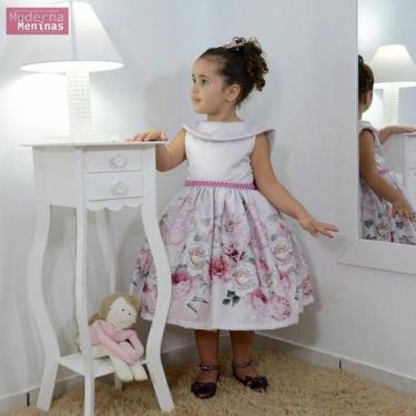 Imagem de Vestido Infantil Floral Com Bordado Em Perolas E Gola Escafandro - Mod