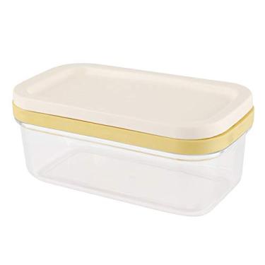 Imagem de Caixa de manteiga, protetor de manteiga de prato de manteiga de plástico com tampa e fatiador de cortador, manteiga de queijo para geladeira