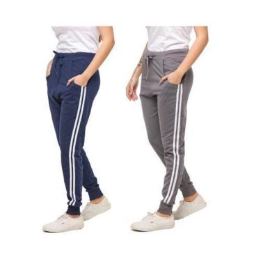 Imagem de KIT COM 02 CALÇAS DE MOLETOM FEMININA SARUEL SKINNY SPORT LUXO-AZULMARINHO-CINZACLARO-GG-Feminino