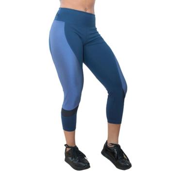 Imagem de Calça Pantacourt Cut Out - Azul - G2 - Azul e metalizado-Feminino