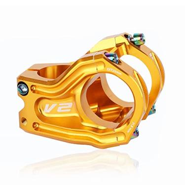 Imagem de BBxunsless Haste de bicicleta Downhill Plus ou Minus 10 graus off-road para downhill torneira 28,6 * 31,8 mm Hastes de guidão para mountain bike/bicicleta de estrada (dourado)