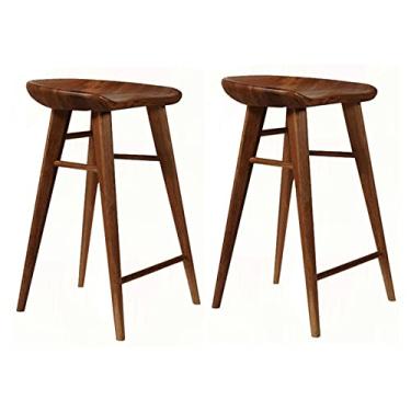 Imagem de SaiLiN Cadeiras de jantar cadeiras de sala de jantar banquetas de bar de altura de madeira 2 peças, banqueta de bar de ilha de cozinha de café da manhã com apoio para os pés para sala de jantar, cafeteria, tudo está bem