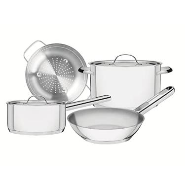 Imagem de Jogo de Panelas Tramontina Ísis em Aço Inox com Fundo Triplo 04 Peças