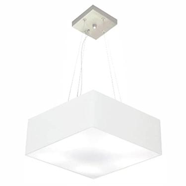 Imagem de Lustre Pendente Quadrado Cúpula Tecido 12/40x40 cm, Vivare Iluminação, Pendente4194 BR, Branco, Médio