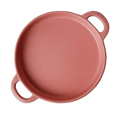 Imagem de HEMOTON Assadeira Resistente a Altas Temperaturas Assadeira Redonda Panela De Lasanha Forma De Pizza Caçarola Frigideira Bandejas Para Chifre Churrasco Forma De Bolo Cerâmica