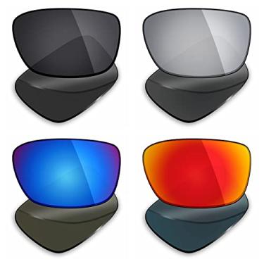 Imagem de Lentes de substituição polarizadas para óculos de sol Oakley Drop Point da Mryok - Preto discreto/Vermelho fogo/Azul gelo/Titânio prata