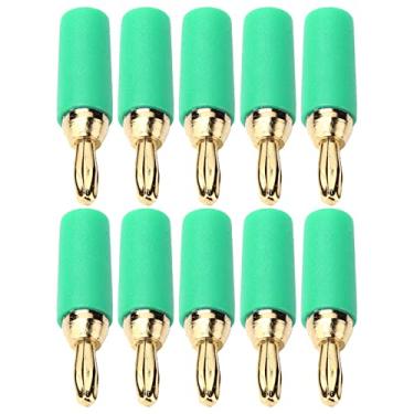 Imagem de Plugue banana, 10 unidades de plugue banana de 2,5 mm, latão banhado a ouro à prova de explosão, tipo de solda, conector de áudio, alto-falante masculino, placas de parede de distribuição elétrica (verde)