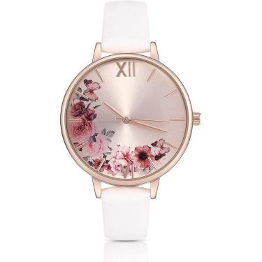 Imagem de Relógios de quartzo femininos com pulseira de couro, relógio de pulso impermeável