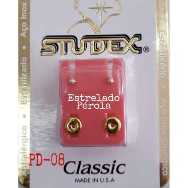 Imagem de Brinco Studex Classic 2Mm Tiffany Pérola Pequeno Dourado