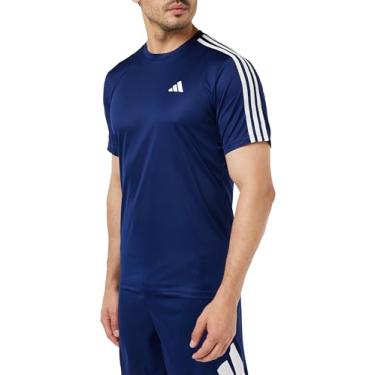 Imagem de Camiseta Adidas Masculina Treino Train Essentials 3-stripes Dark Blue/white Ib8152 M
