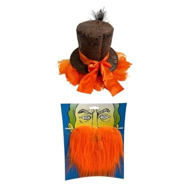 Imagem de rockible Chapéu superior laranja cabelos festa cosplay funky halloween cosplay chapéu pirata acessórios punk colorido vestir-se headwear
