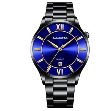 Imagem de Relógio masculino com pulseira de couro inspirados em pedras preciosas relógios masculinos relógios de titânio, 3D, One Size, Moderno